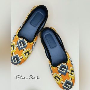 Nwb Gucci Voyage Eco Satin Yellow Geometric Slippers Shoes Sz …